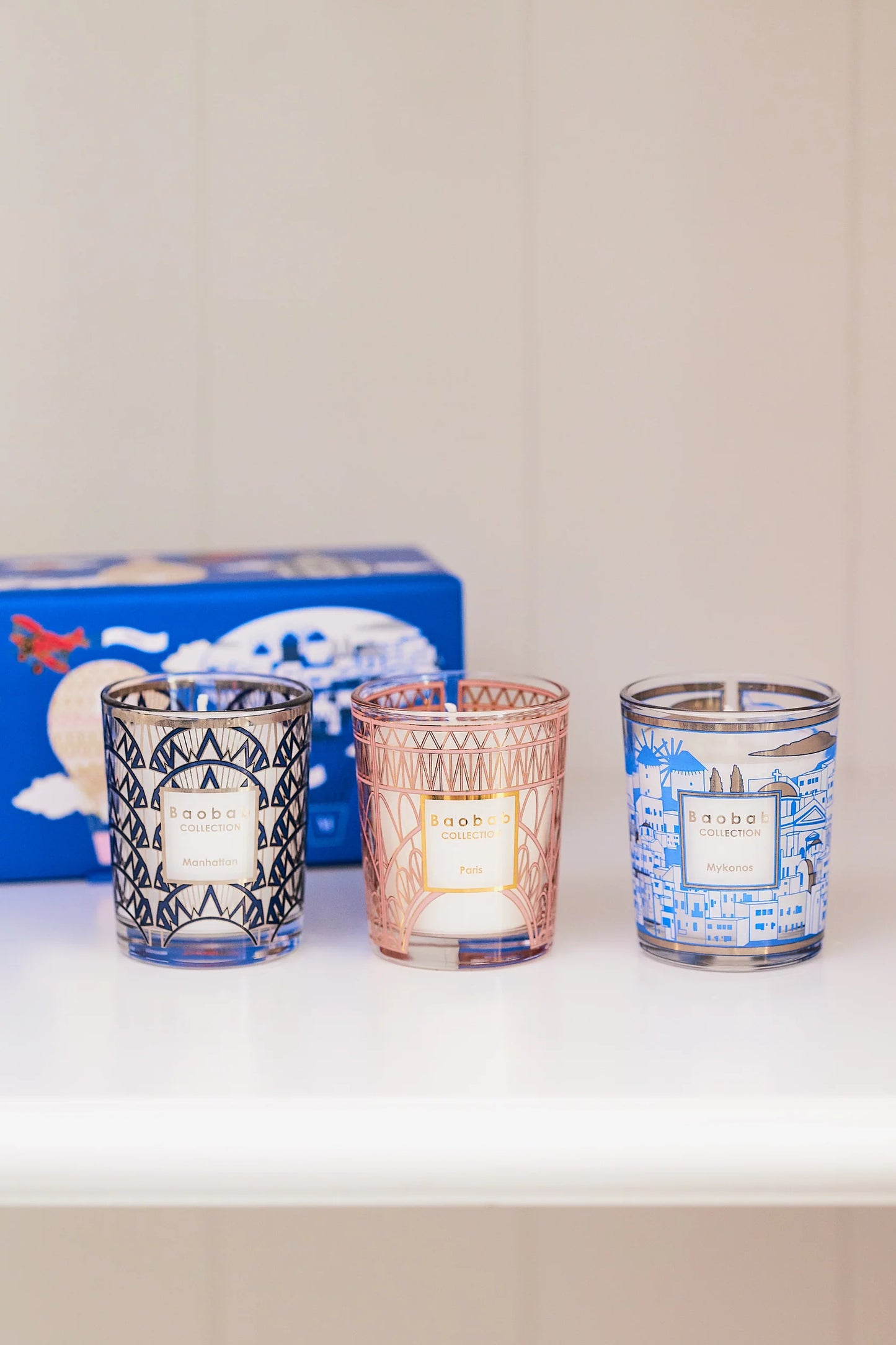 Trio Travel Candles Manhattan-Paris-Mykonos