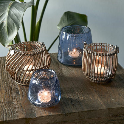 Rustic Rattan Diagonal Weave Votive