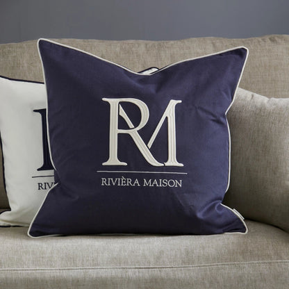 RM Monogram Pillow Cover Blue