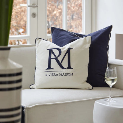 RM Monogram Pillow Cover Blue