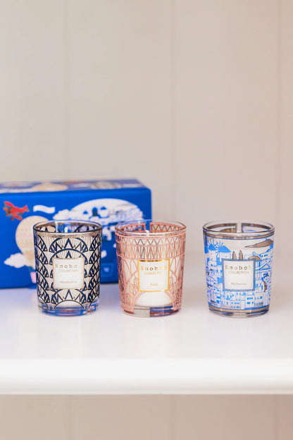 Trio Travel Candles Manhattan-Paris-Mykonos