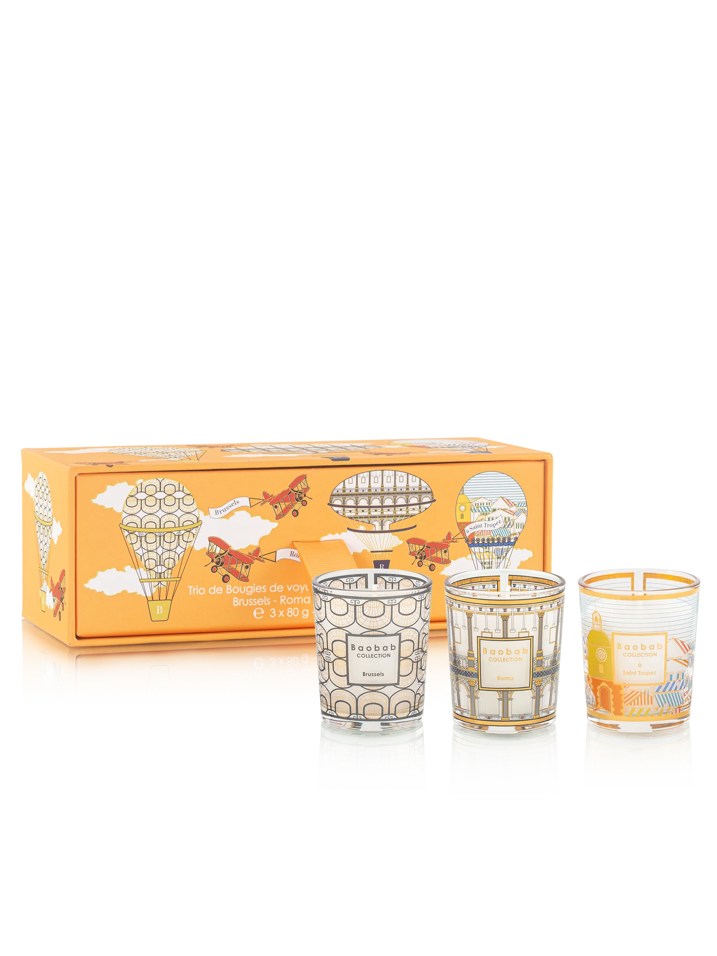 Trio Travel Candles Brussels-Roma-Saint Tropez