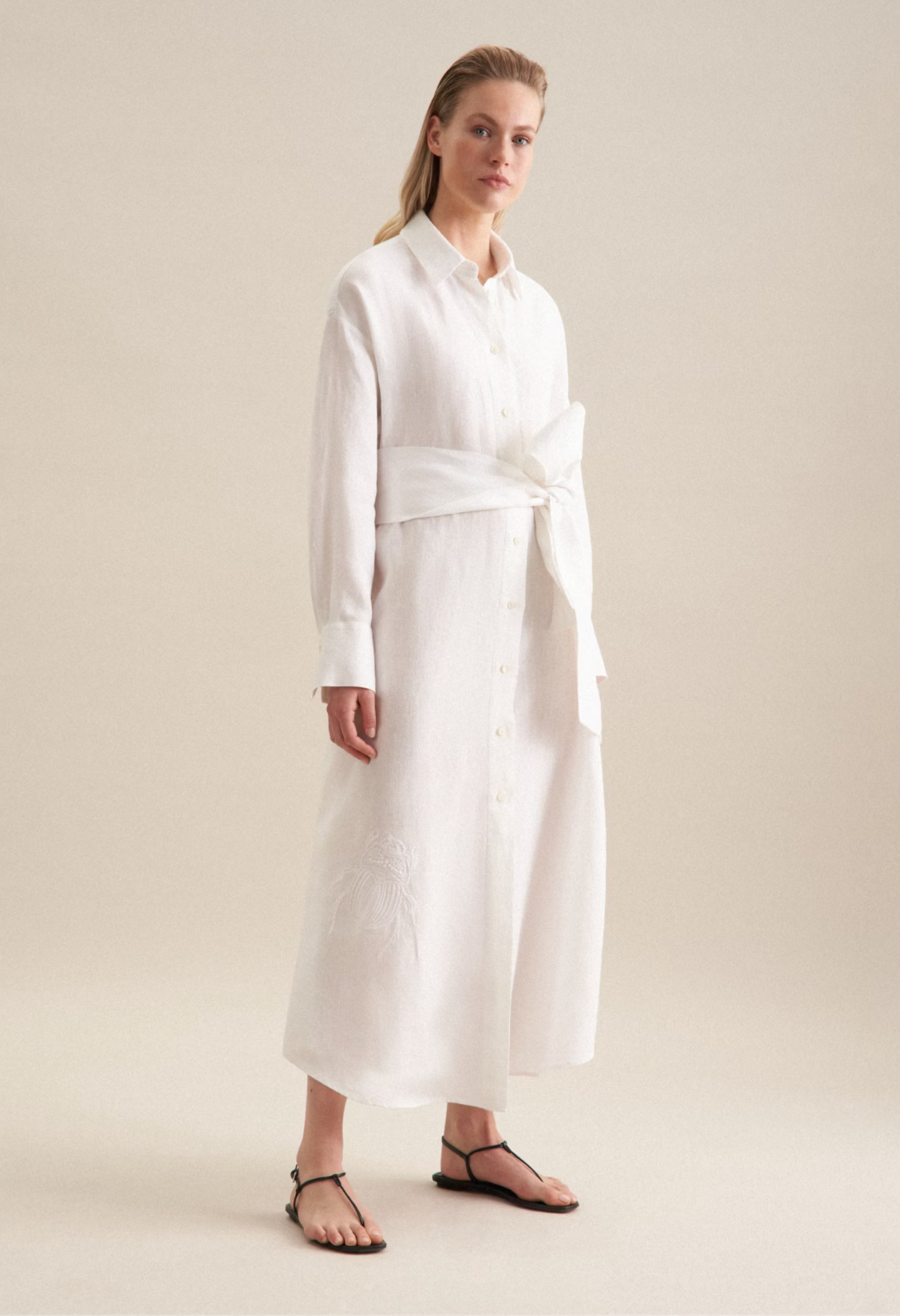 Linen Maxi Dress - White