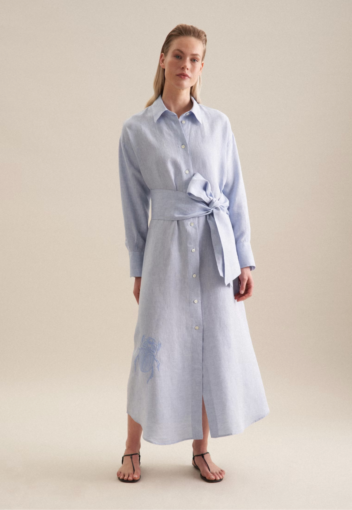 Linen Maxi Dress - Blue