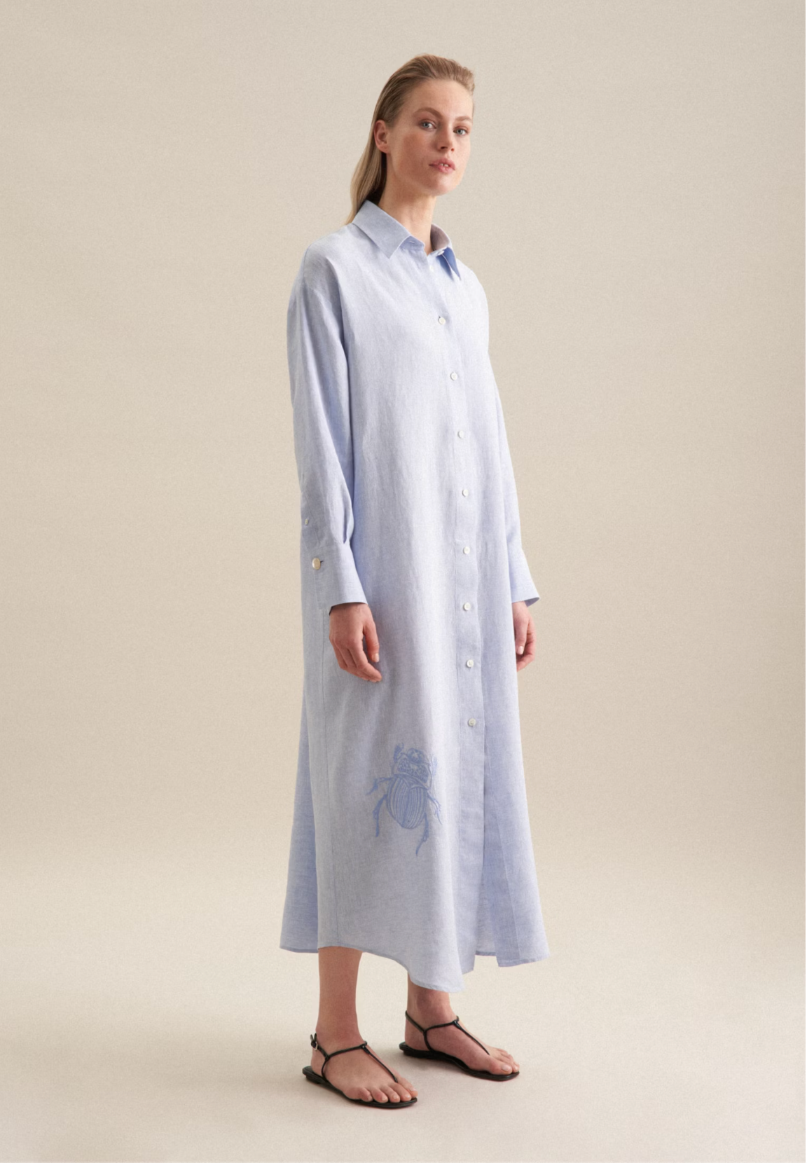 Linen Maxi Dress - Blue