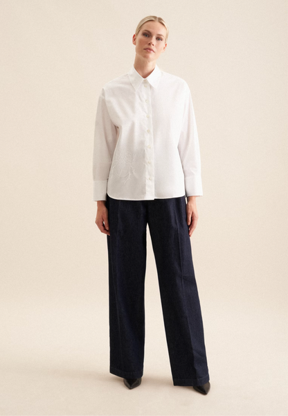 Cotton Shirt Blouse Oversized - White