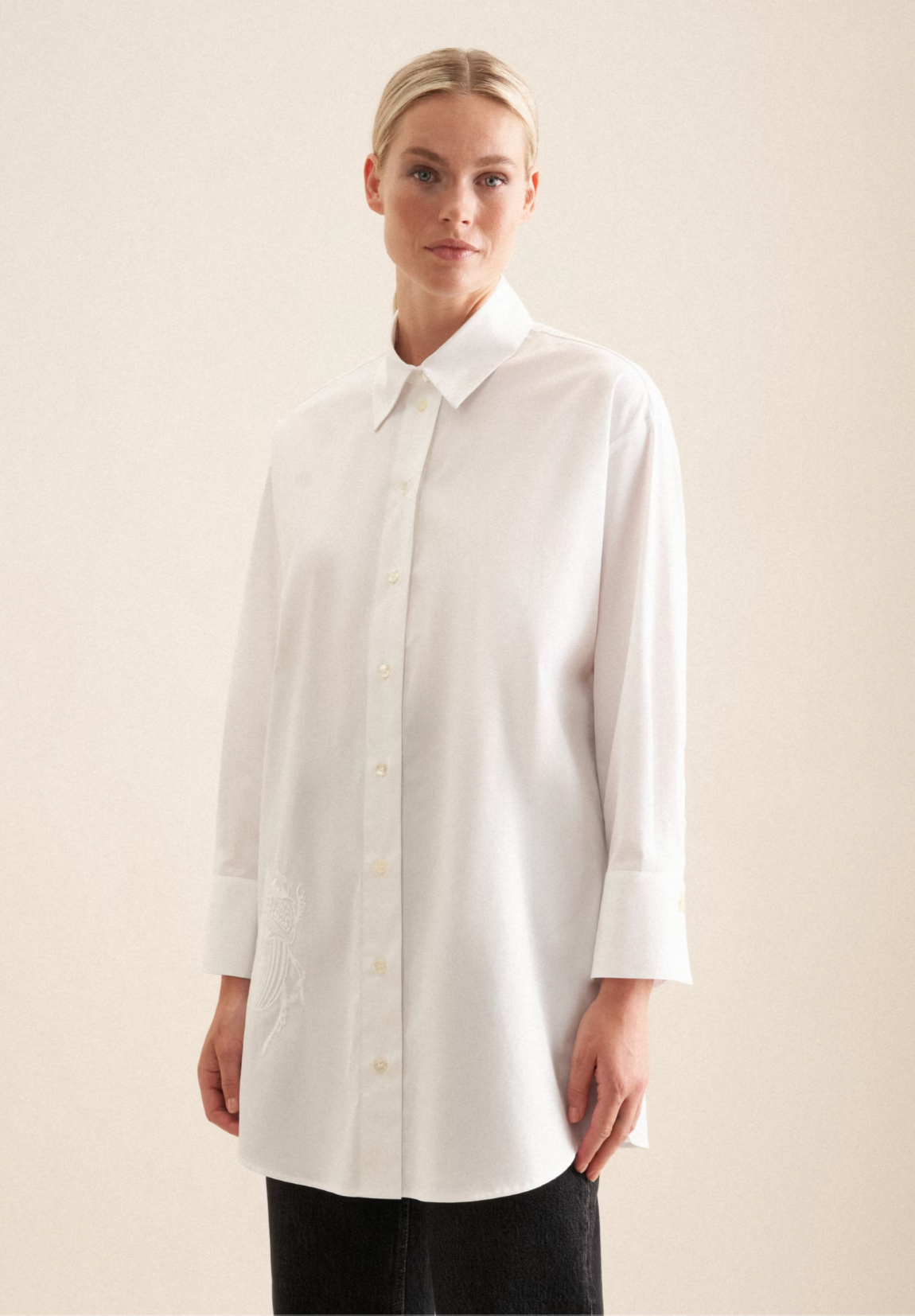 Cotton Long Blouse Oversized - White