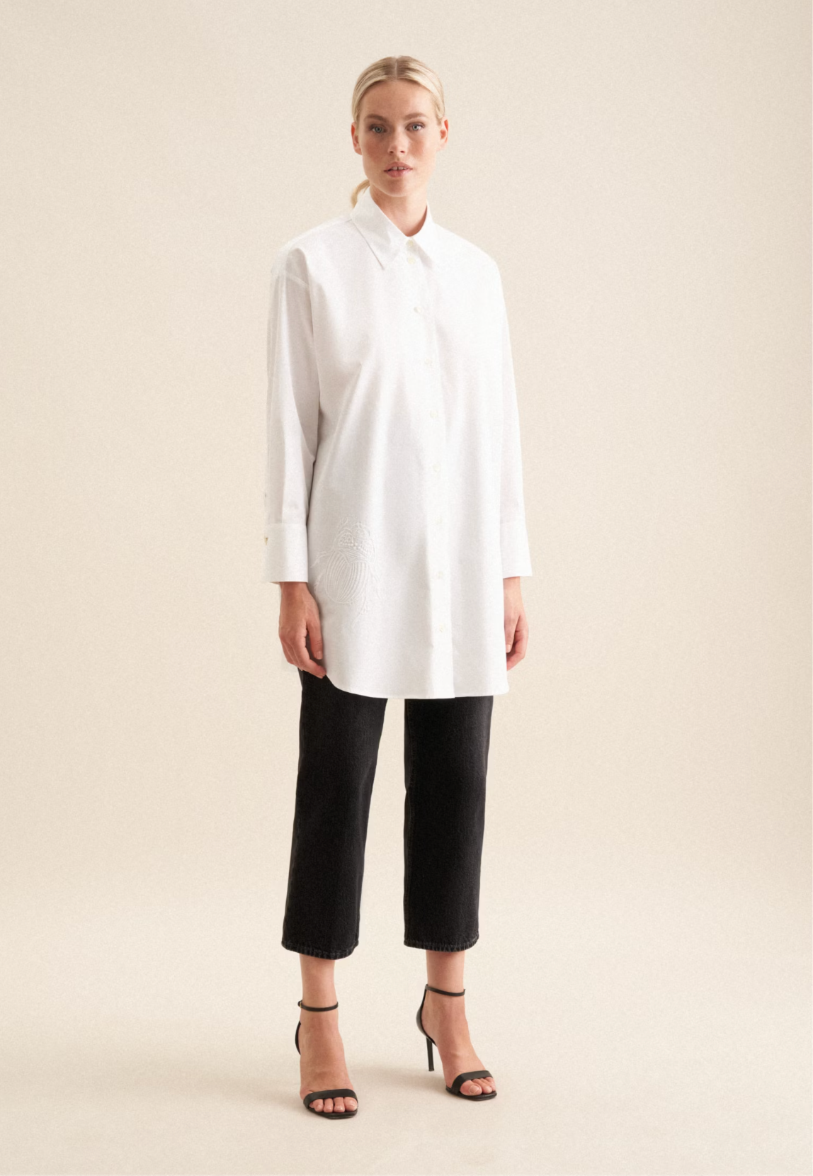 Cotton Long Blouse Oversized - White