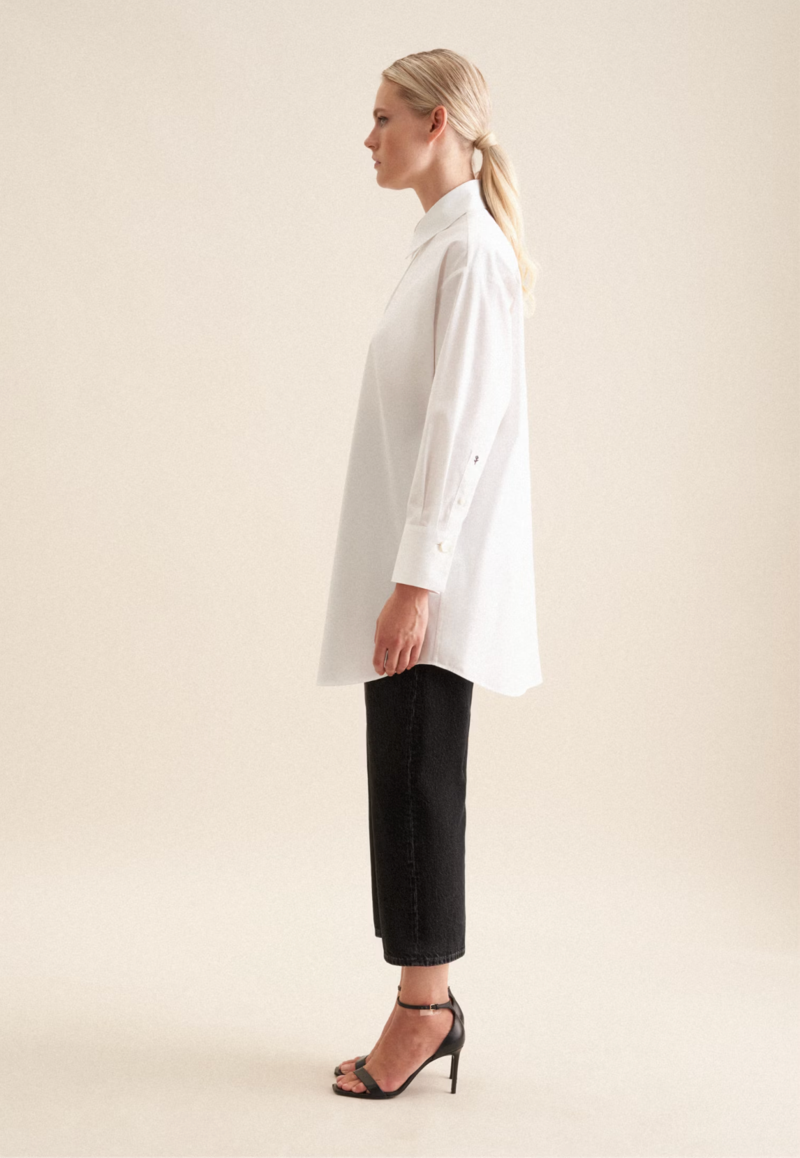 Cotton Long Blouse Oversized - White