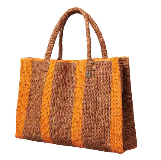 Raffia Weekender Bag Hamptons Sugar-Orange