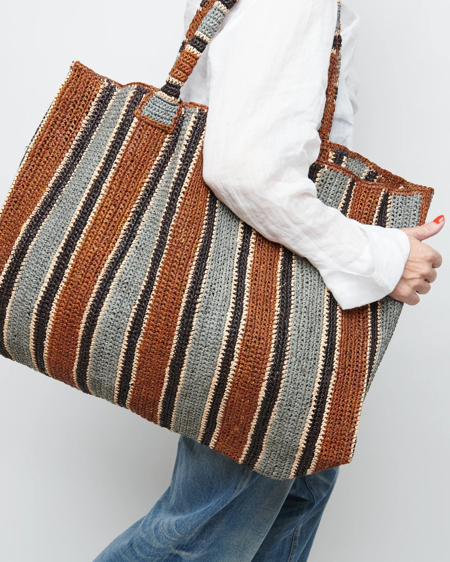 Raffia Weekender Bag Tobacco Mix