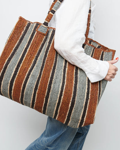 Raffia Weekender Bag Tobacco Mix