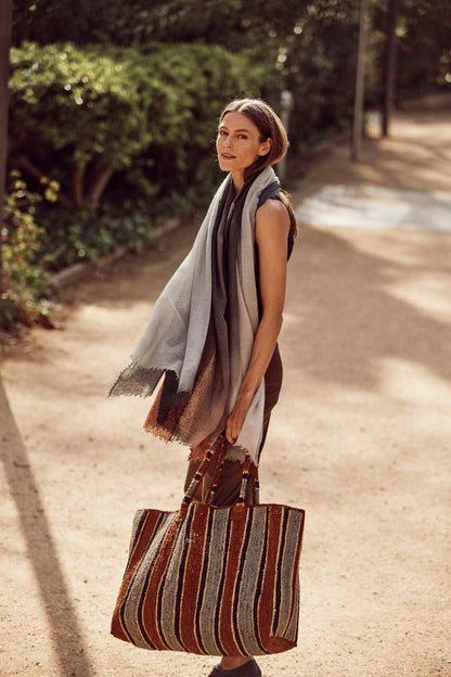 Raffia Weekender Bag Tobacco Mix