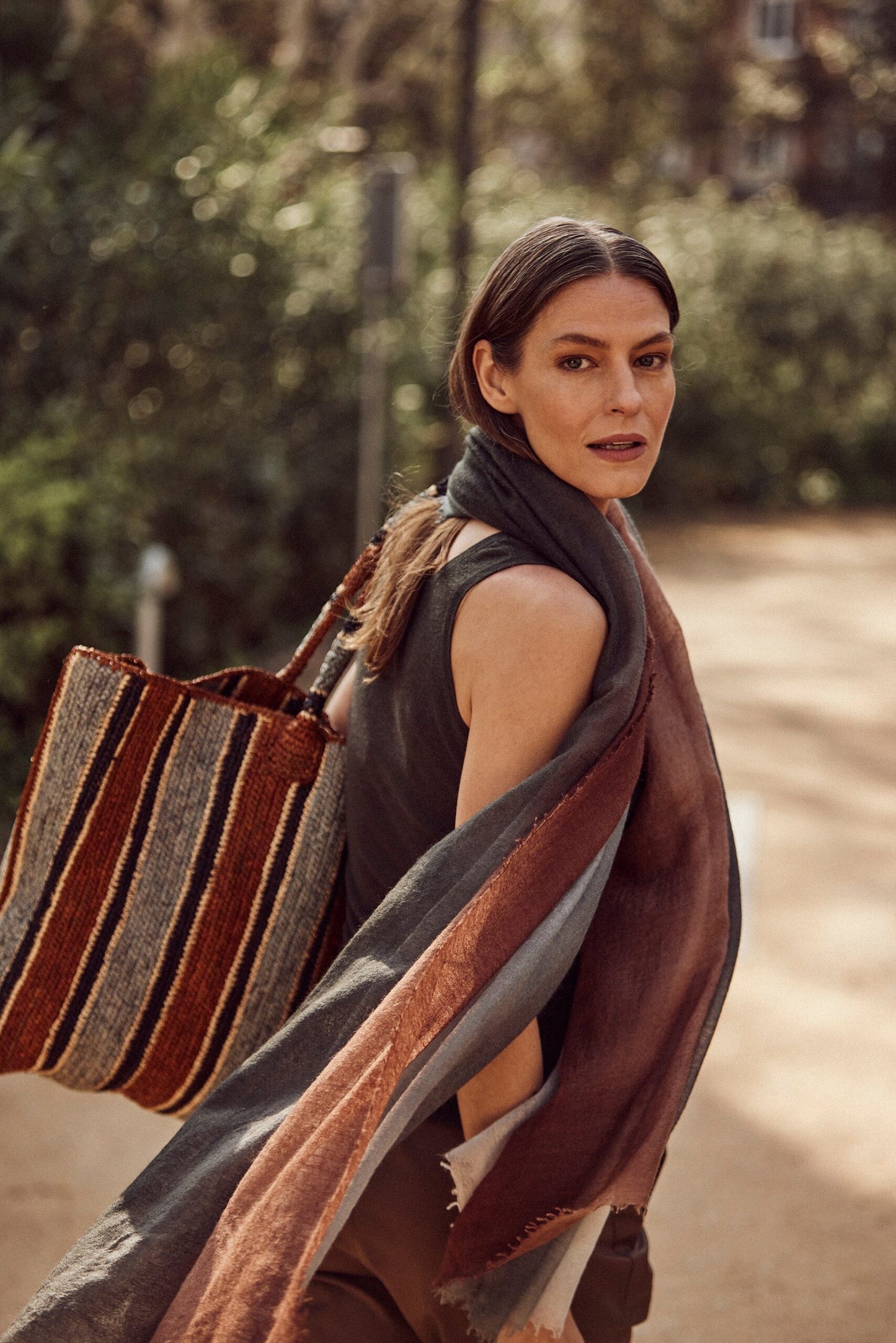 Raffia Weekender Bag Tobacco Mix