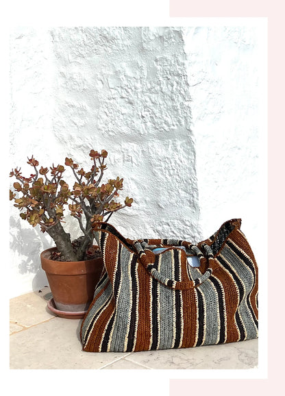 Raffia Weekender Bag Tobacco Mix