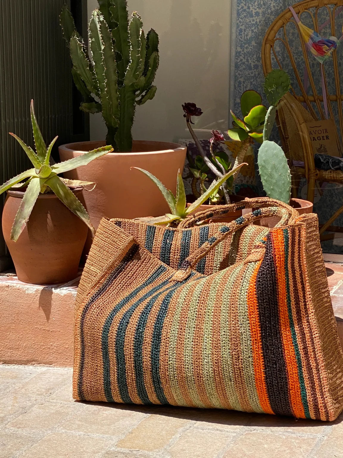 Raffia Weekender Bag Safari Mix