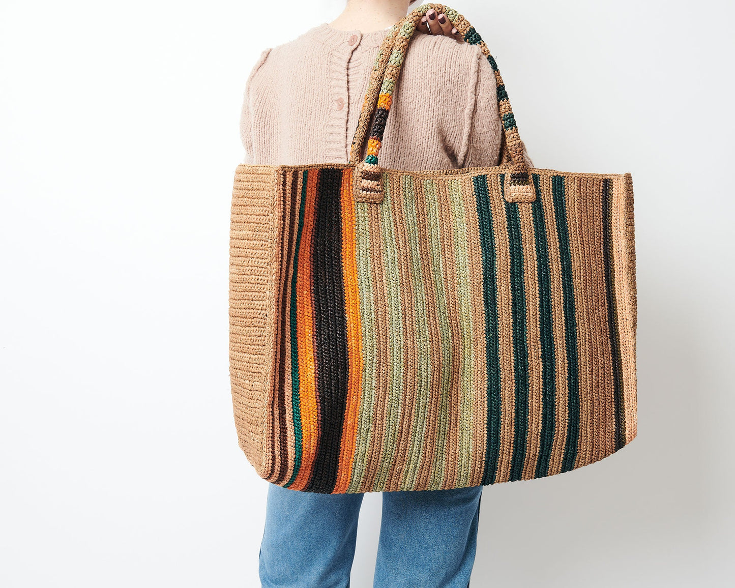 Raffia Weekender Bag Safari Mix