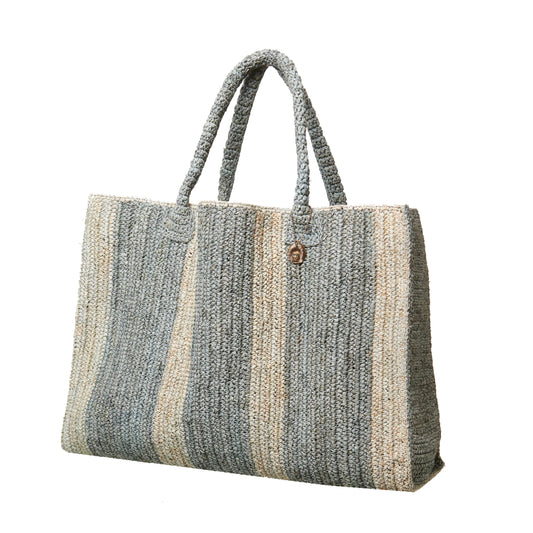 Rafia Beach Bag Hamptons Stone-Light Grey