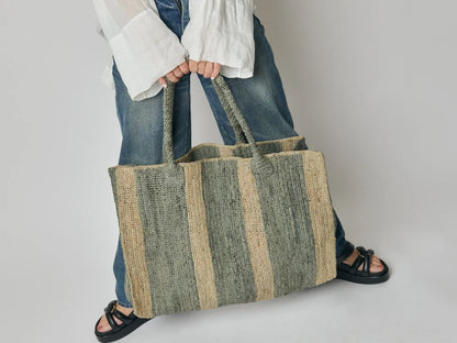 Rafia Beach Bag Hamptons Stone-Light Grey