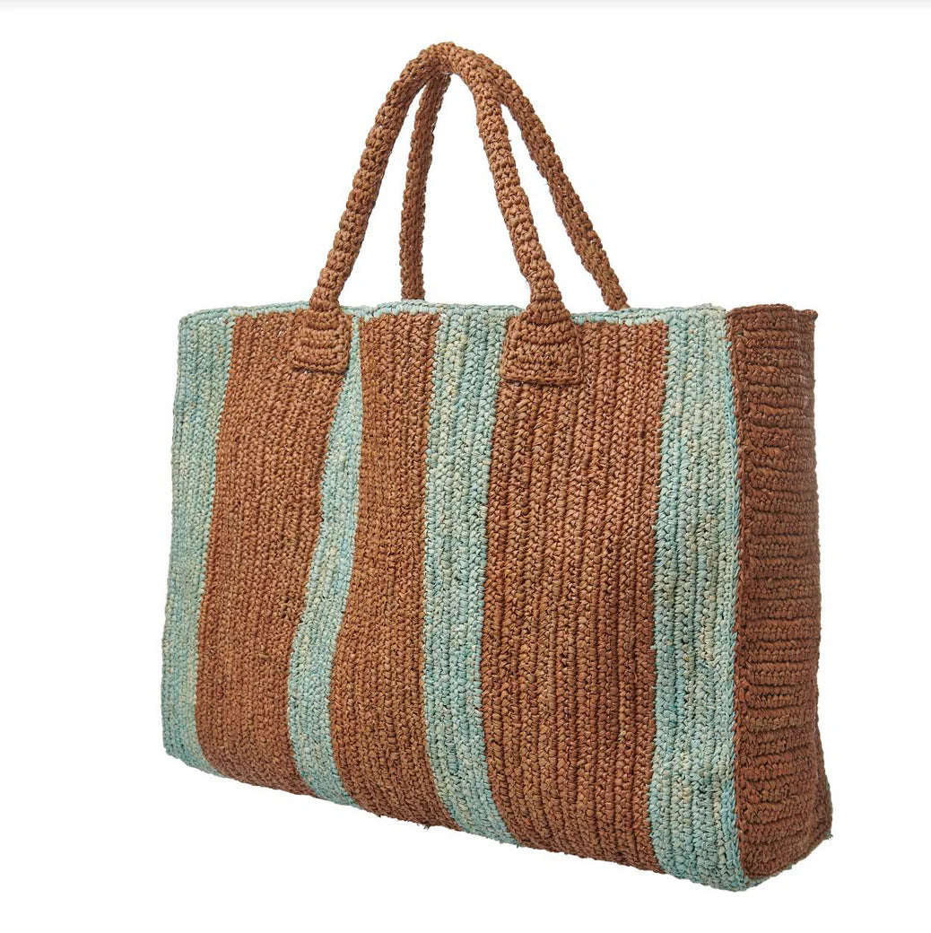 Raffia Weekender Bag Hamptons Sugar-Sky