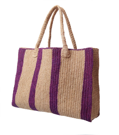 Raffia Weekender Bag Hamptons Sand-Violet