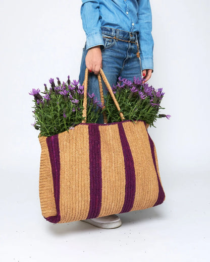 Raffia Weekender Bag Hamptons Sand-Violet