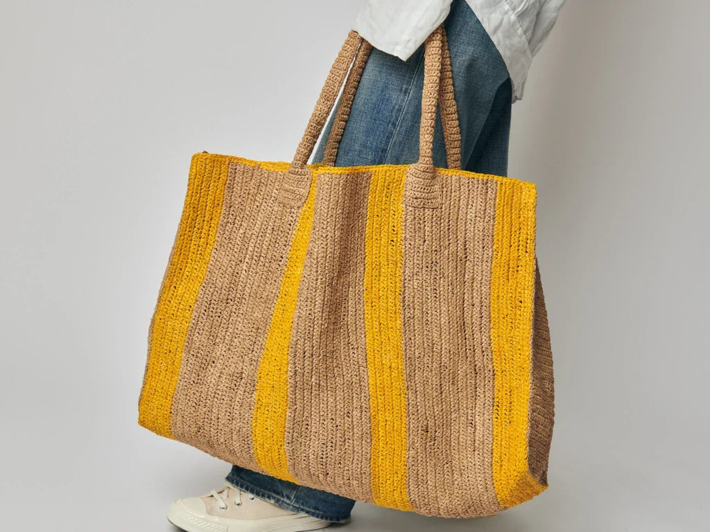 Raffia Weekender Bag Hamptons Sand-Sunshine