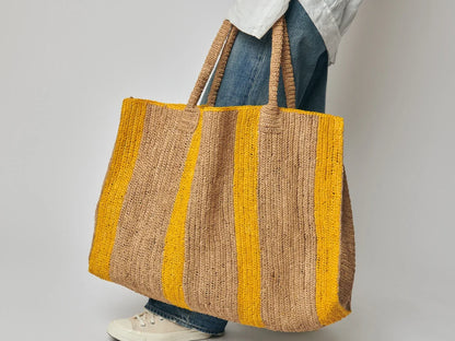 Raffia Weekender Bag Hamptons Sand-Sunshine