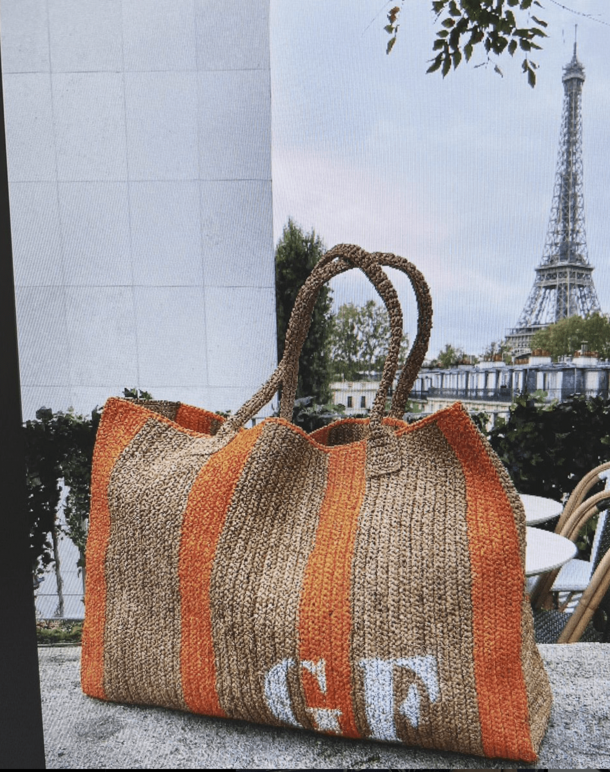 Raffia Weekender Bag Hamptons Sugar-Orange