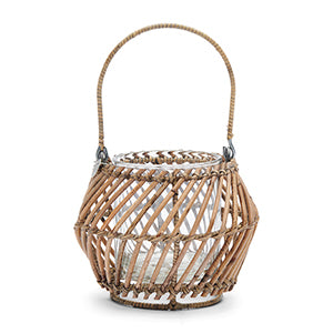 Rustic Rattan Diagonal Weave Votive