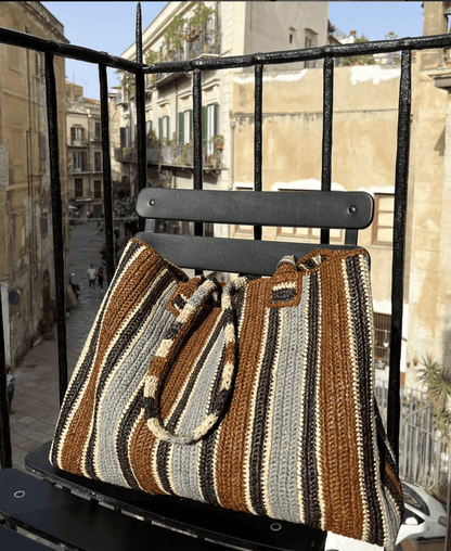 Raffia Weekender Bag Tobacco Mix